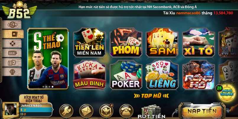 B52 sở hữu nhiều dòng game hấp dẫn